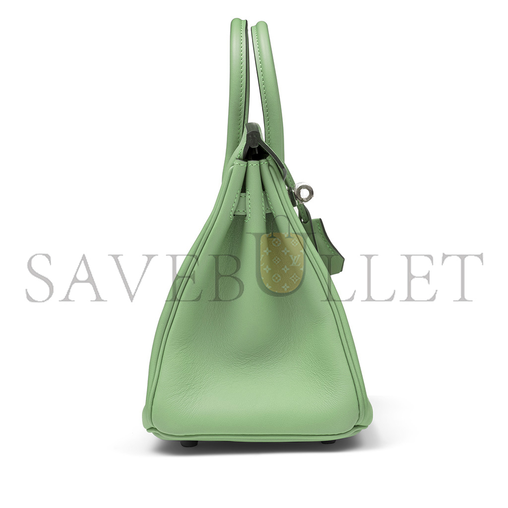 H**mes master birkin 25 swift leather avocado green silver buckle bag h049362ck05 (25*20*13cm)